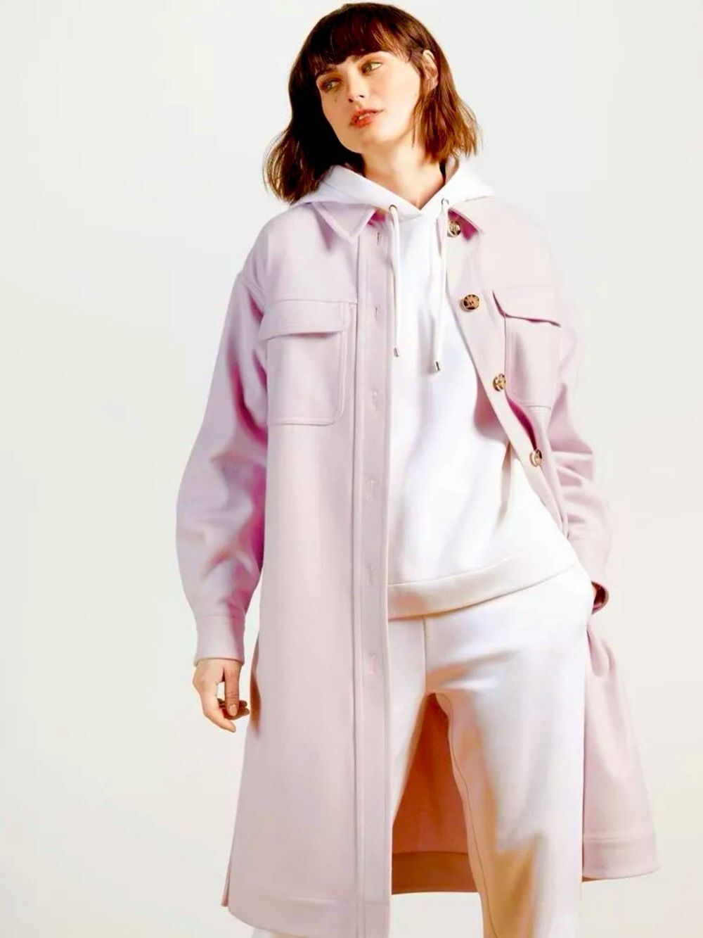 Ted Baker Lomma Relaxed Fit Shacket in Light Pink 4 NWT